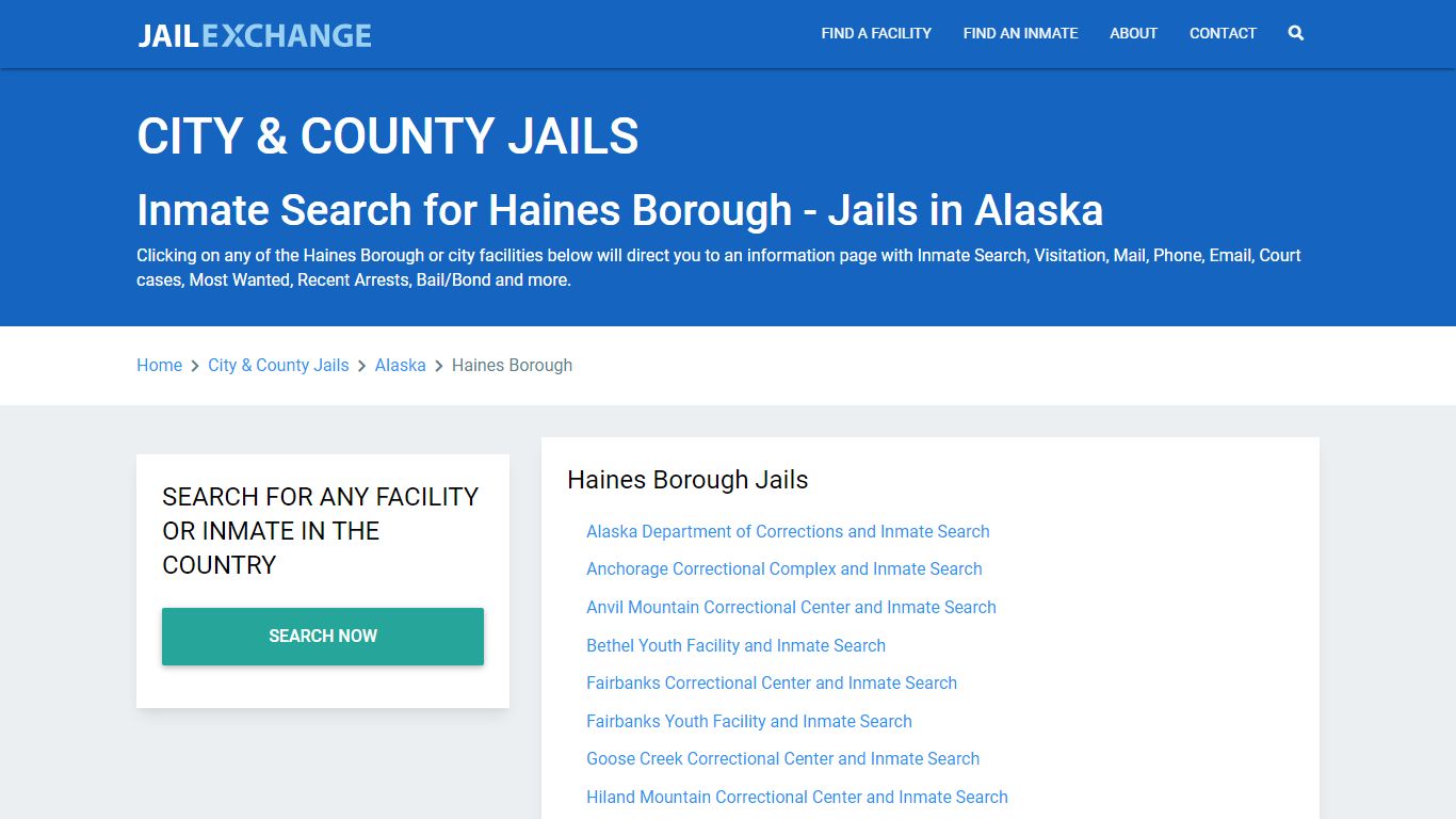 Inmate Search for Haines Borough - Jails in Alaska - Jail Exchange