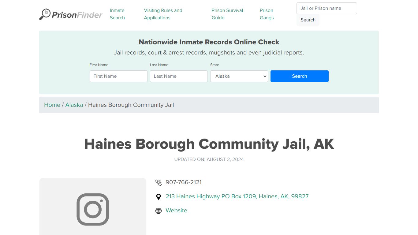 Haines Borough Community Jail, AK Inmate Search, Mugshots, Visitation ...