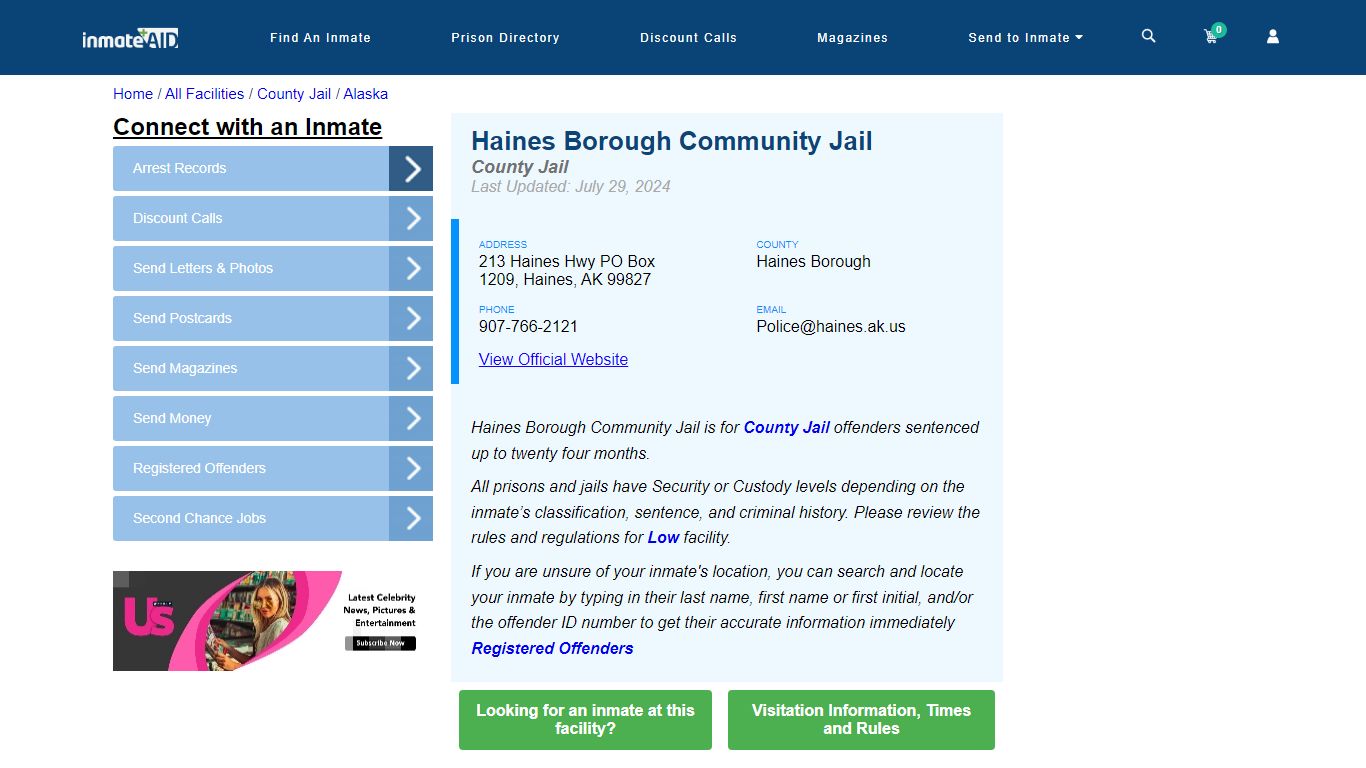 Haines Borough Community Jail - Inmate Locator